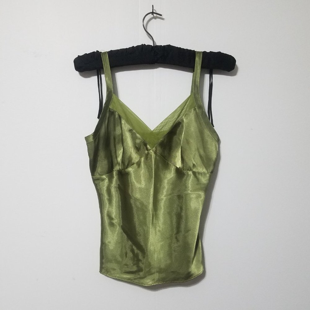 Tropical Green Silky Cami with Mesh Trim | Small (4-6) | George Brand